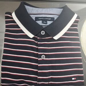 Tommy Hilfiger Men's Navy Striped Polo Shirt